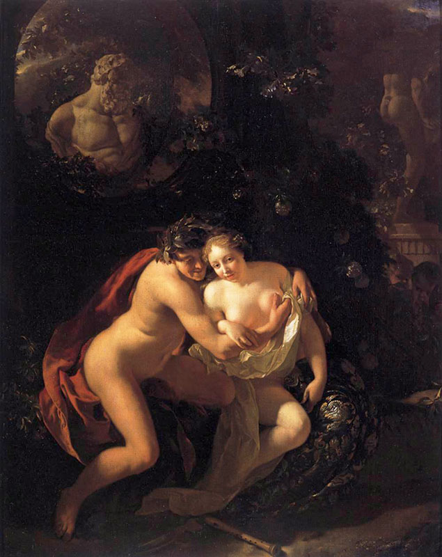 Amorous Couple Spied upon by Children